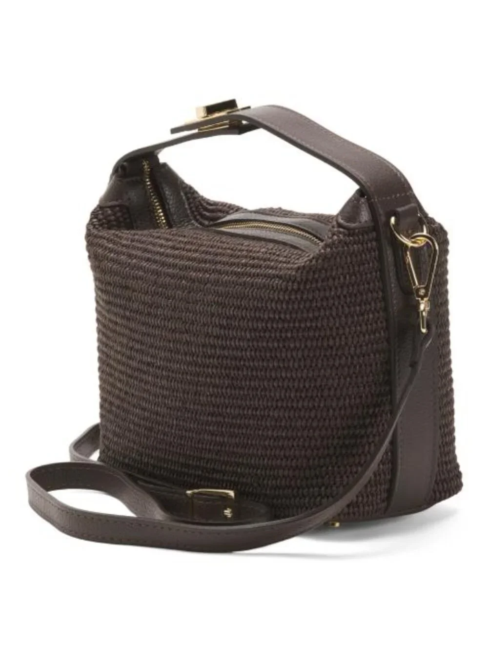 VIOLA CASTELLANI Made In Italy Straw Medium Folded Handle Satchel